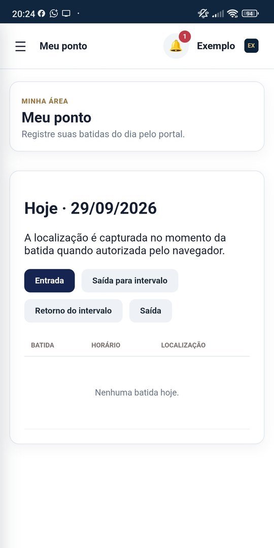 Tela do portal do colaborador no celular, com dados fictícios